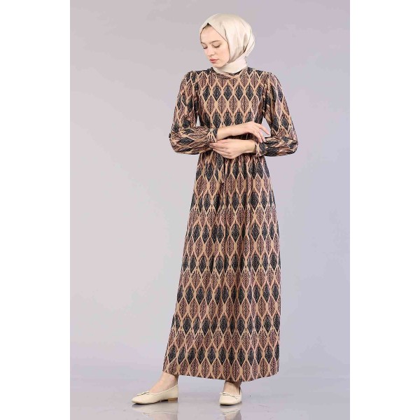 Tekbir 20358 Dress Leaf Pattern