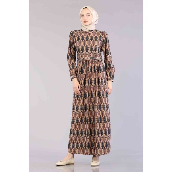 Tekbir 20358 Dress Leaf Pattern