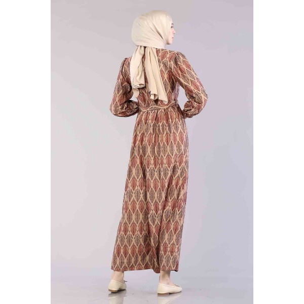 Tekbir 20358 Dress Leaf Pattern