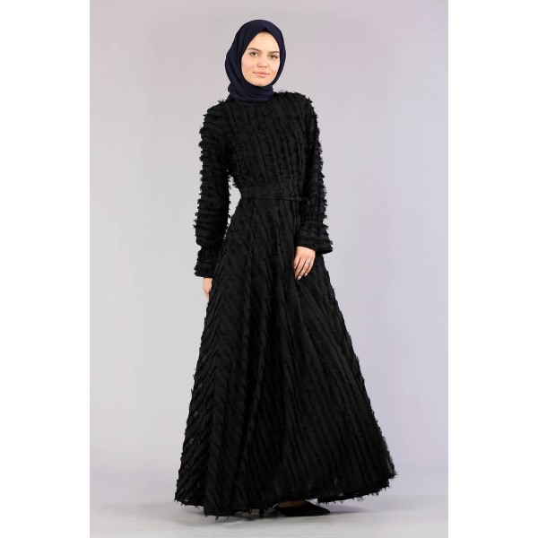 Tekbir Fringed Dress Black