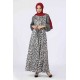 Tekbir Square Pattern Belted Dress