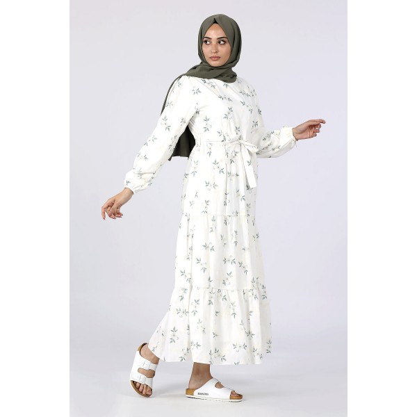 Tekbir Revival Embroidered Floral Pattern Dress