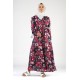 Tekbir Collar Detailed Floral Dress