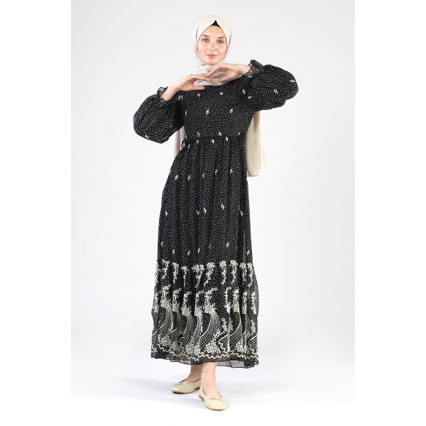 Tekbir Cactus Point Dress Black