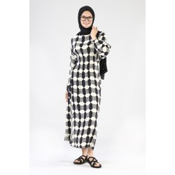 فستان تكبير برباط ونقشة مربعة