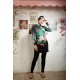 Mayo Burkini Floral Design Swimwear - Black