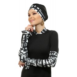 Mayo Burkini Aysegul Black and White Patterned Swimsuit Mayo Burkini Aysegul Black and White Patterned Swimsuit