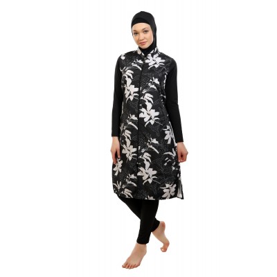 Mayo Burkini Crocus Ecru Flower Patterned Swimsuit Mayo Burkini Crocus Ecru Flower Patterned Swimsuit