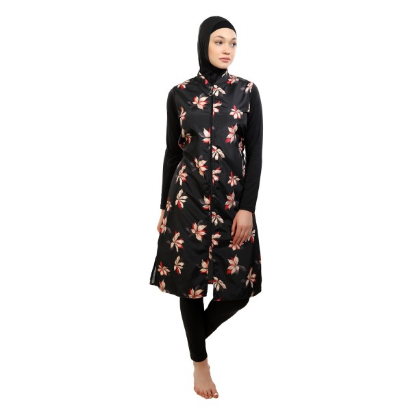 Mayo Burkini Crocus Red Flowers Patterned Swimsuit