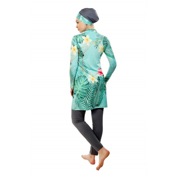 Mayo Burkini Leaf Design Swimsuit (2101 Gray)