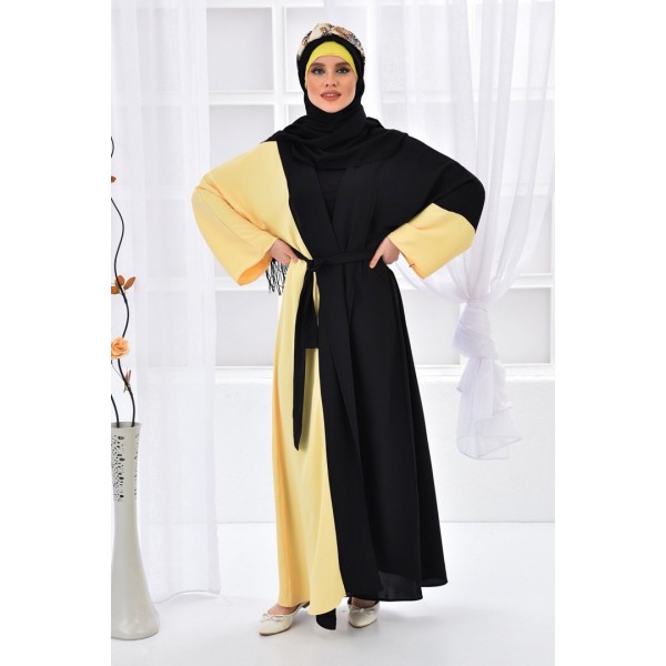 Filizzade Woman Unlined Open Front Garnish Abaya