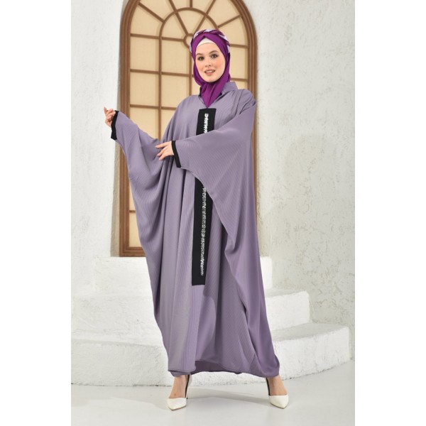 Abaya Striped Pattern Front Garnish Detailed