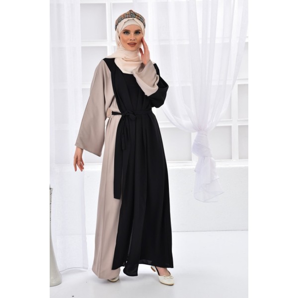 Filizzade Woman Unlined Open Front Garnish Abaya