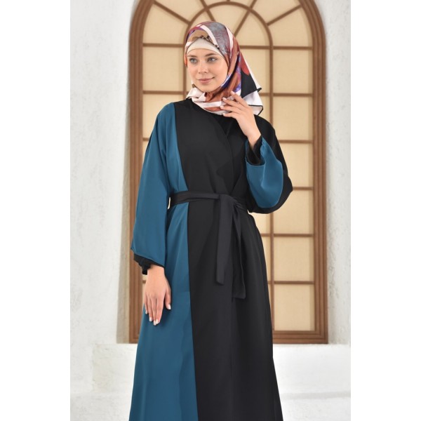 Filizzade Woman Unlined Open Front Garnish Abaya