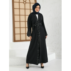 عباية نسائية من Filizzade لون أسود - غير مُبطن