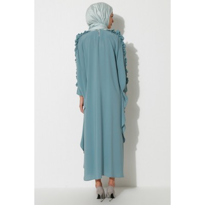 Filizzade Woman Abaya Mint Unlined - Crew neck    Filizzade Woman Abaya Mint Unlined - Crew neck
