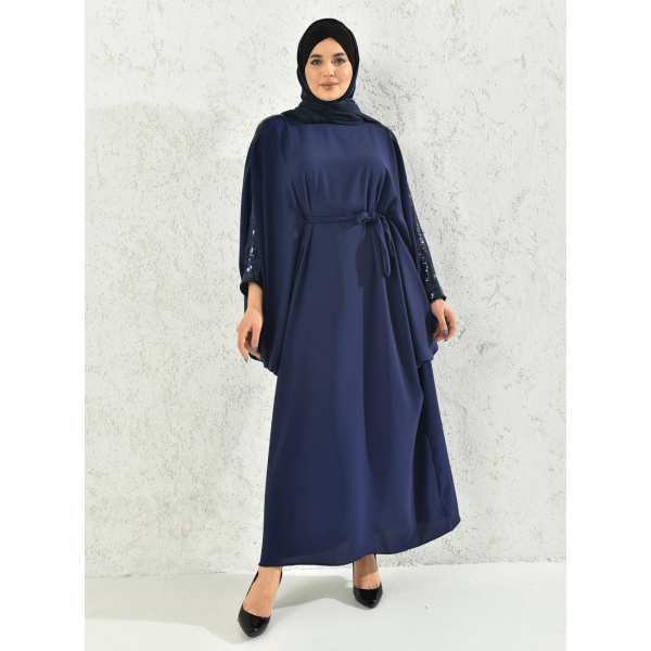 Filizzade Women's unlined abaya with shoulder and arm decoration