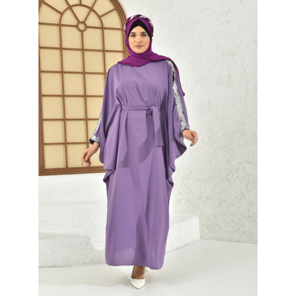 Filizzade Women's unlined abaya with shoulder and arm decoration