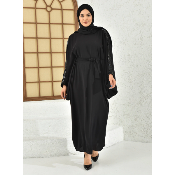 Filizzade Women's unlined abaya with shoulder and arm decoration