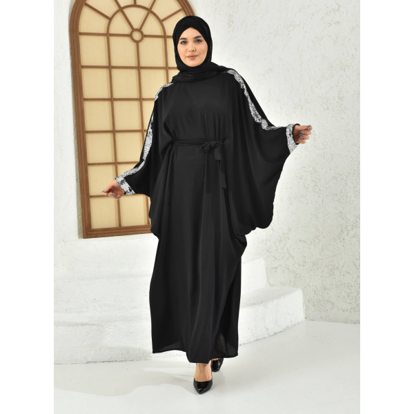 Filizzade Women's unlined abaya with shoulder and arm decoration