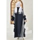 Filizzade Woman Abaya Unlined - Crew neck and Frill Detailed