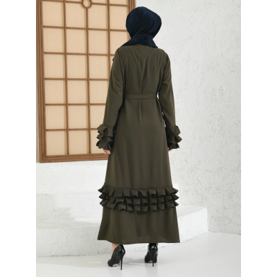 Filizzade عباية نسائية بالحزام و غير مُبطنة - ياقة دائرية 