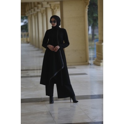 مانتو جلد مزدوج الصدر مانتو جلد مزدوج الصدر