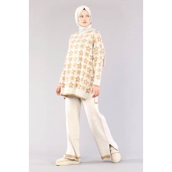 Tekbir İkoll 28537 Floral Color Suit Light Beige Camel