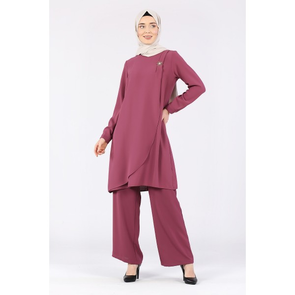 Tekbir Milaj Front Star Brooch Detailed Cape Suit