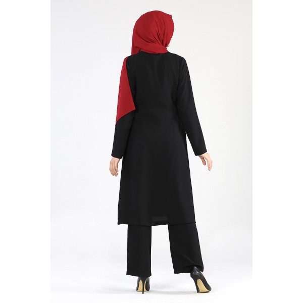 Tekbir Side Tie Suit Black