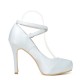 Wedding Shoes Women's Satin Stiletto Heel Closed Toe Platform Pumps With Buckle