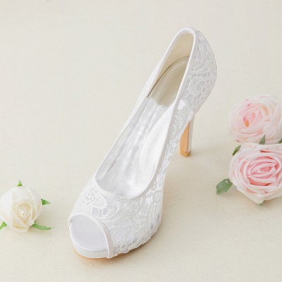 Wedding Shoes Women's Lace Stiletto Heel Peep Toe Platform Sandals Wedding Shoes Women's Lace Stiletto Heel Peep Toe Platform Sandals