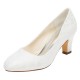 Wedding Shoes Women's Silky Satin Chunky Heel Closed Toe Pumps