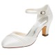 Wedding Shoes Women's Silky Chunky Heel Closed Toe Pumps