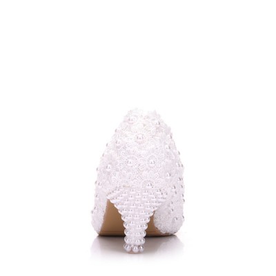 أحذية الزفاف المرأة Leatherette Stiletto كعب مغلقة مضخات إصبع القدم مع لؤلؤة التقليد أحذية الزفاف المرأة Leatherette Stiletto كعب مغلقة مضخات إصبع القدم مع لؤلؤة التقليد