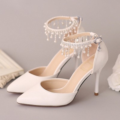 أحذية الزفاف المرأة Leatherette Stiletto كعب مغلقة مضخات إصبع القدم مع لؤلؤة التقليد أحذية الزفاف المرأة Leatherette Stiletto كعب مغلقة مضخات إصبع القدم مع لؤلؤة التقليد