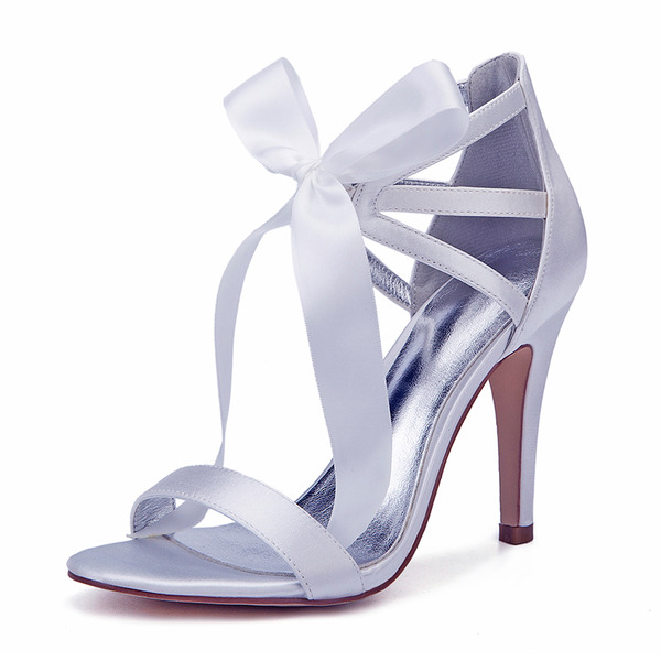 Wedding Shoes Women's Silky Satin Stiletto Heel Peep Toe Pumps Sandals