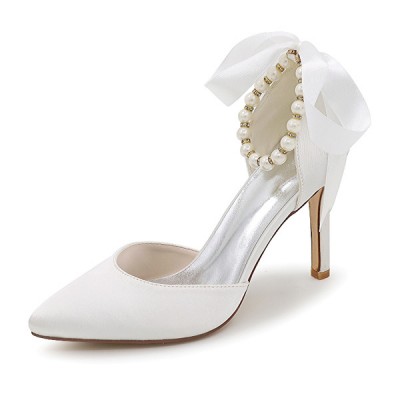 أحذية الزفاف المرأة الساتان Stiletto كعب مغلقة مضخات إصبع القدم  أحذية الزفاف المرأة الساتان Stiletto كعب مغلقة مضخات إصبع القدم