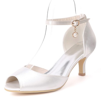 Wedding Shoes Women's Silky Satin Stiletto Heel Pumps With Imitation Pearl Wedding Shoes Women's Silky Satin Stiletto Heel Pumps With Imitation Pearl
