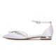 Wedding Shoes Women's Silky Satin Flat Heel Closed Toe Flats With Crystal