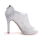 Wedding Shoes Women's Lace Satin Stiletto Heel Peep Toe Platform Sandals 