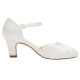 Wedding Shoes Women's Silky Satin Chunky Heel Closed Toe Pumps