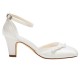 Wedding Shoes Women's Silky Satin Chunky Heel Closed Pumps