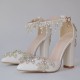 Wedding Shoes Women's Leatherette Chunky Heel Closed Toe Pumps With Tassel Crystal