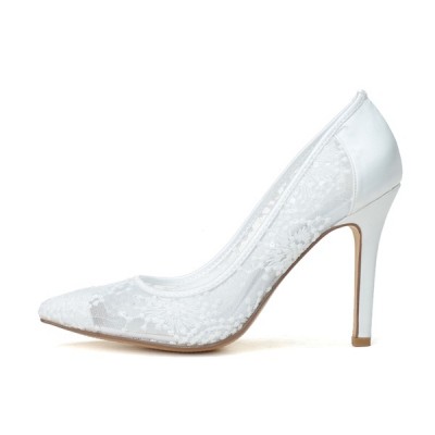 أحذية الزفاف المرأة الدانتيل الساتان Stiletto كعب مغلقة مضخات إصبع القدم مع زهرة أحذية الزفاف المرأة الدانتيل الساتان Stiletto كعب مغلقة مضخات إصبع القدم مع زهرة