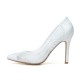 Wedding Shoes Women's Lace Satin Stiletto Heel Closed Toe Pumps With Flower