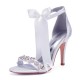 Wedding Shoes Women's Silky Satin Stiletto Heel Peep Toe Pumps Sandals With Bowknot