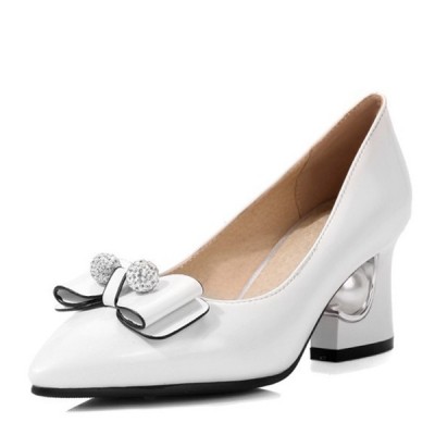 أحذية الزفاف المرأة Leatherette أحذية الكعب المنخفض مغلقة مضخات القدم مع Bowknot لؤلؤة أحذية الزفاف المرأة Leatherette أحذية الكعب المنخفض مغلقة مضخات القدم مع Bowknot لؤلؤة
