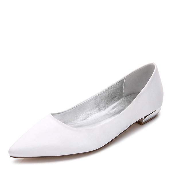 Wedding Shoes Women's Silky Satin Flat Heel Closed Toe Flats