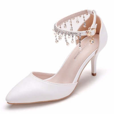 أحذية الزفاف المرأة Leatherette Stiletto كعب مغلقة مضخات إصبع القدم الصنادل ماري جين مع بيرل  أحذية الزفاف المرأة Leatherette Stiletto كعب مغلقة مضخات إصبع القدم الصنادل ماري جين مع بيرل